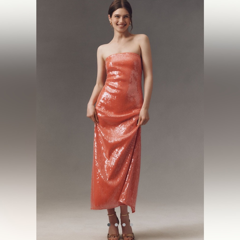 HUTCH Strapless Sequin Column Midi Dress - Brand New